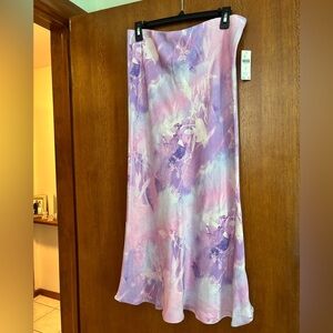 Anthropologie Pink and Purple Floral Skirt Size M